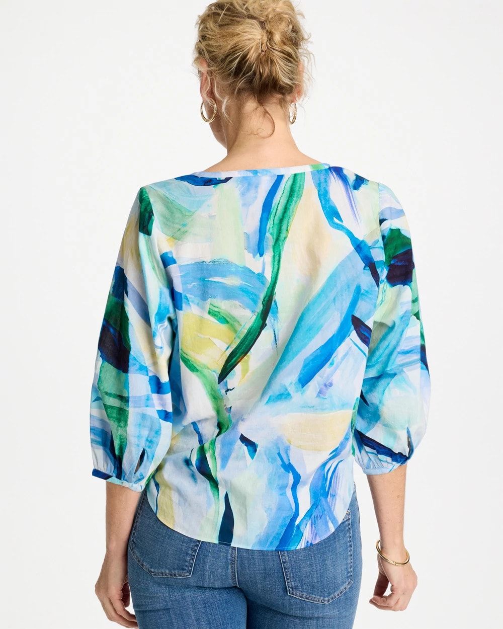 Amparo Blue Printed Tie-Front Top
