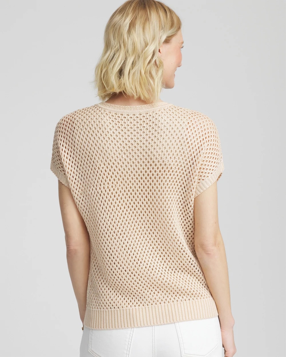 Glistening Sand Embroidered Pointelle Pull-Over