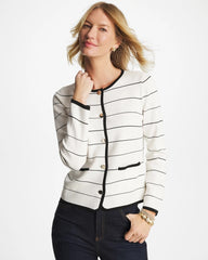Ecru Contrast Tipped Sweater Blazer