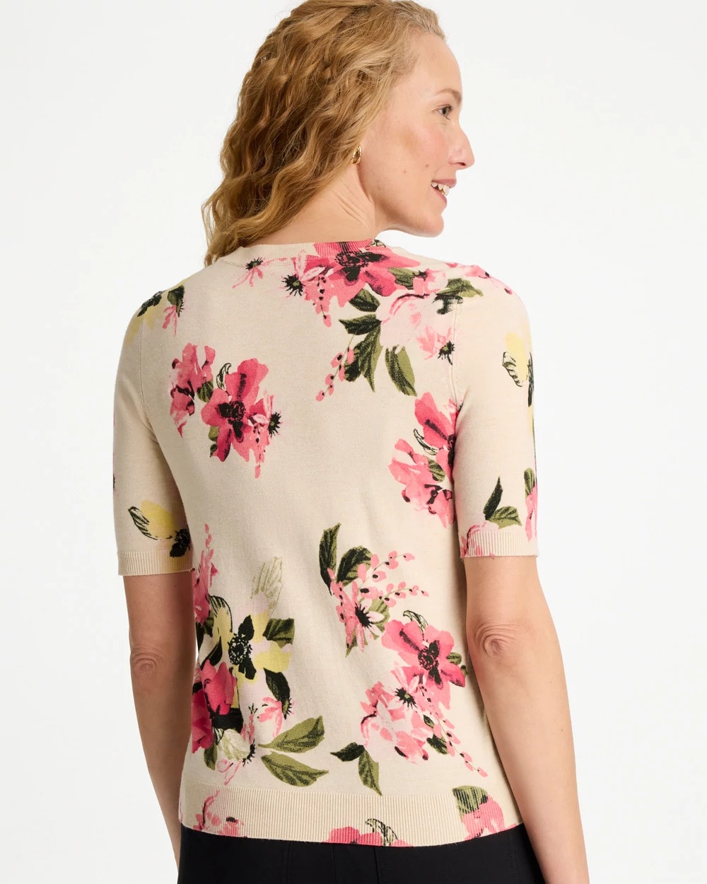 Hot Honeysuckle Ella Crewneck Floral Pullover Sweater