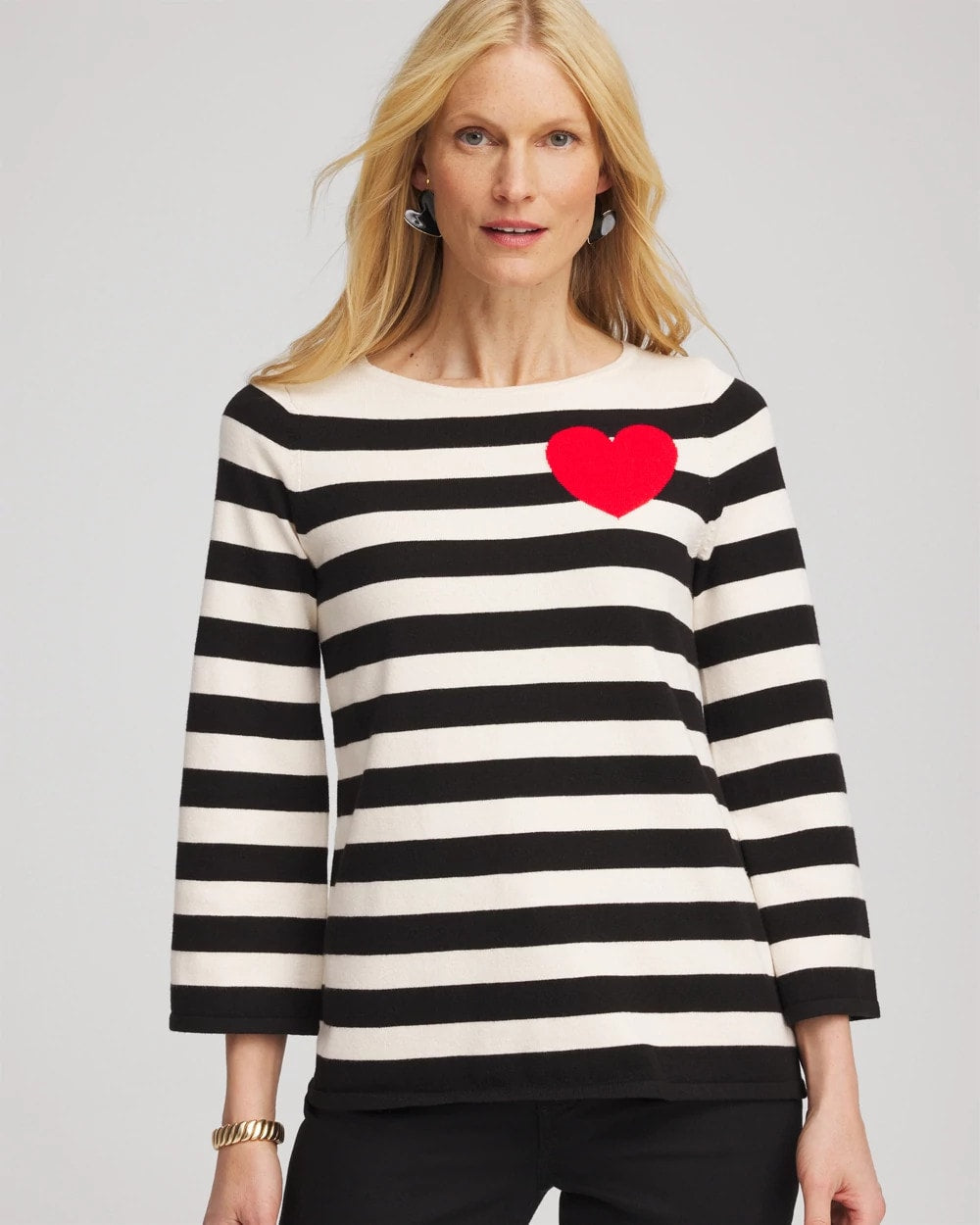 English Cream Striped V-Day Pullover
