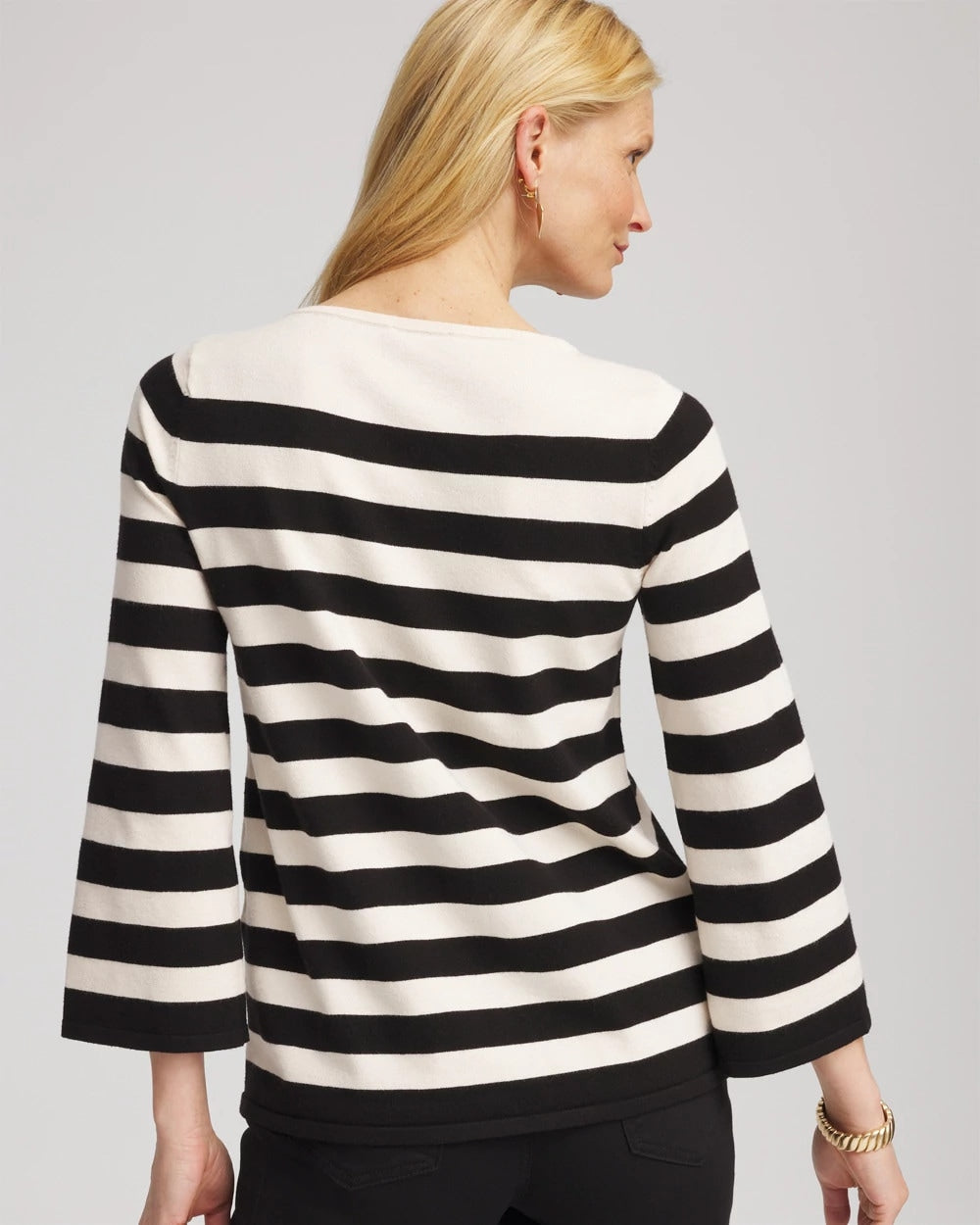 English Cream Striped V-Day Pullover