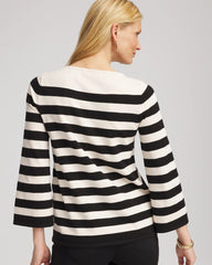 English Cream Striped V-Day Pullover