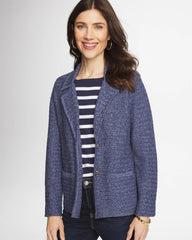 Medium Denim Denim Inspired Textured Cardigan