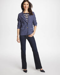 Medium Denim Denim Inspired Textured Cardigan