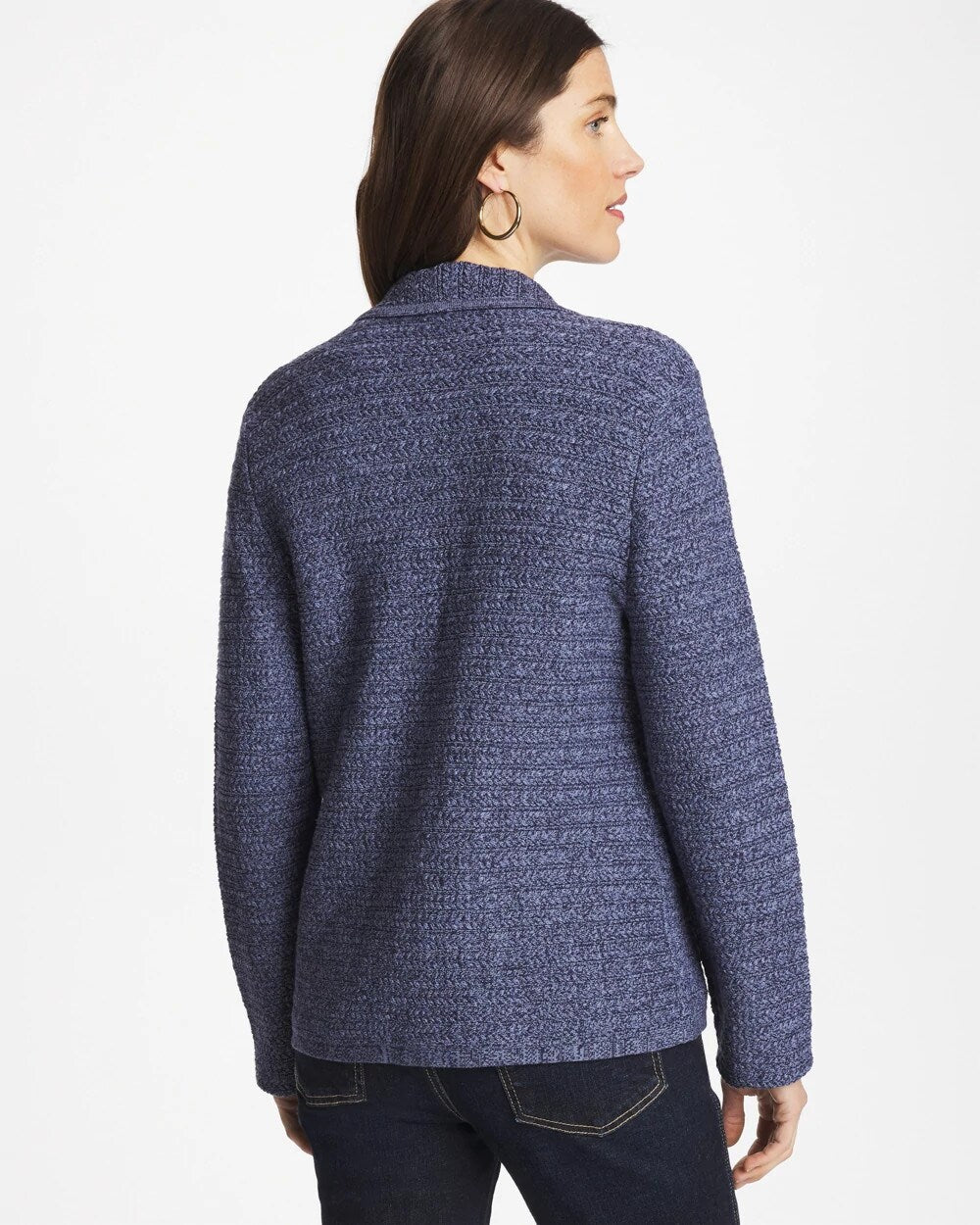 Medium Denim Denim Inspired Textured Cardigan