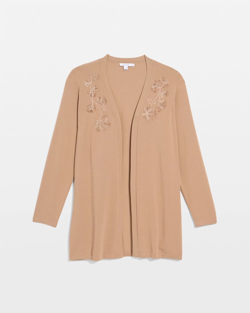 Cattail Brown Floral Embroidered Cardigan