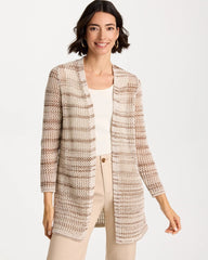 Cattail Brown Pointelle Metallic Cardigan