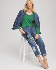 Jardin Green Ella V-Neck Pullover Sweater