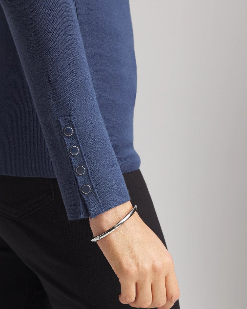 Indigo Sky Ella Button Cuff Turtleneck Sweater