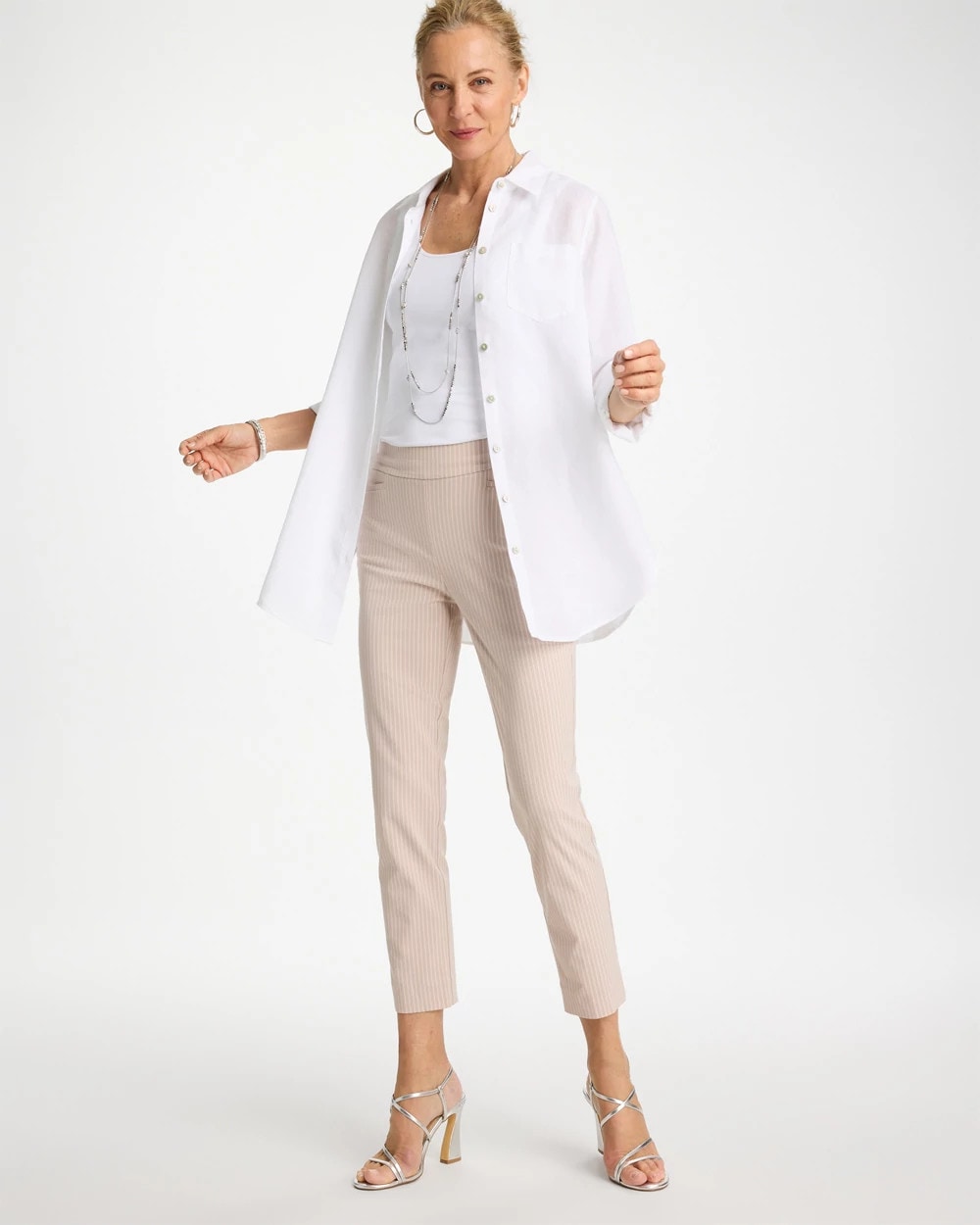 Neutral Brigitte™ Slim Twill Stripe Neutral Crop
