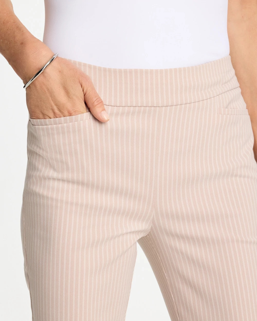 Neutral Brigitte™ Slim Twill Stripe Neutral Crop