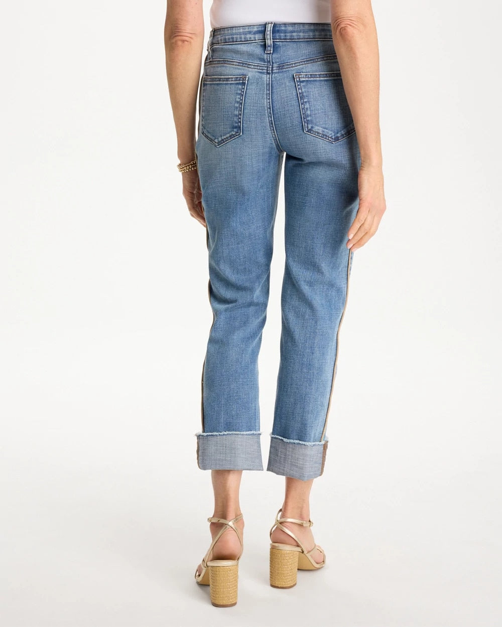 Allegro Indigo Girlfriend Roll Cuff Crop Jeans