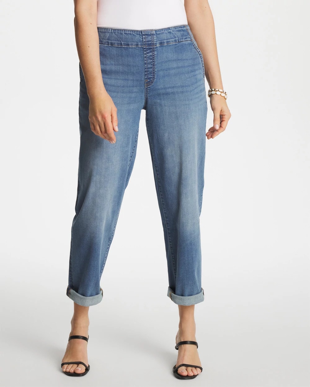 Bailey Indigo Pull-On Boyfriend Cropped Jeans