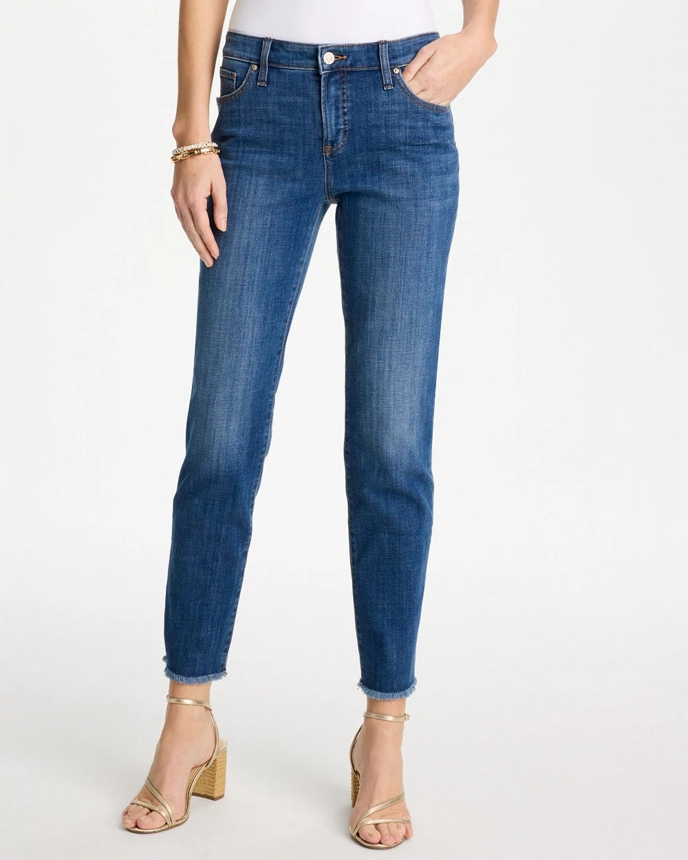 Kailua Indigo Girlfriend Slim Frayed Ankle Jeans