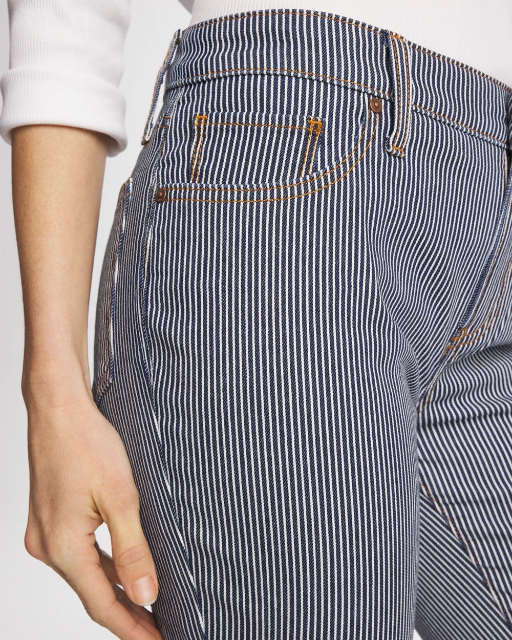 Denim Pinnacle Stripe Girlfriend Ankle Jeans