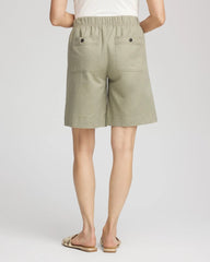 Washed Sage Cotton-Linen Pull-On Utility Shorts