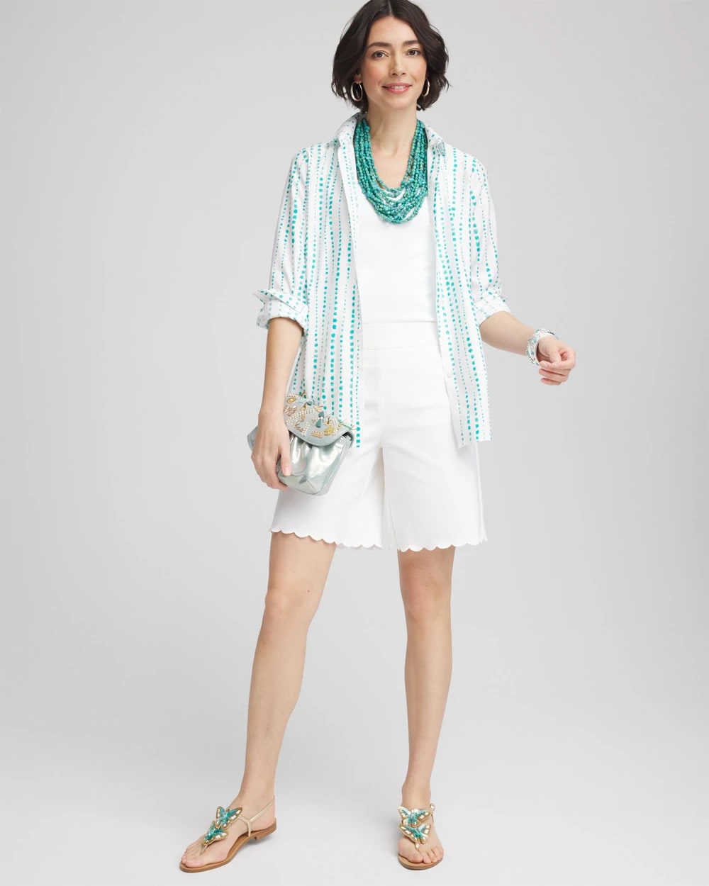 Alabaster Brigitte™ Pull-On Scallop-Hem Shorts