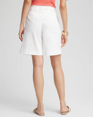 Alabaster Sateen Tab-Front A-line Shorts