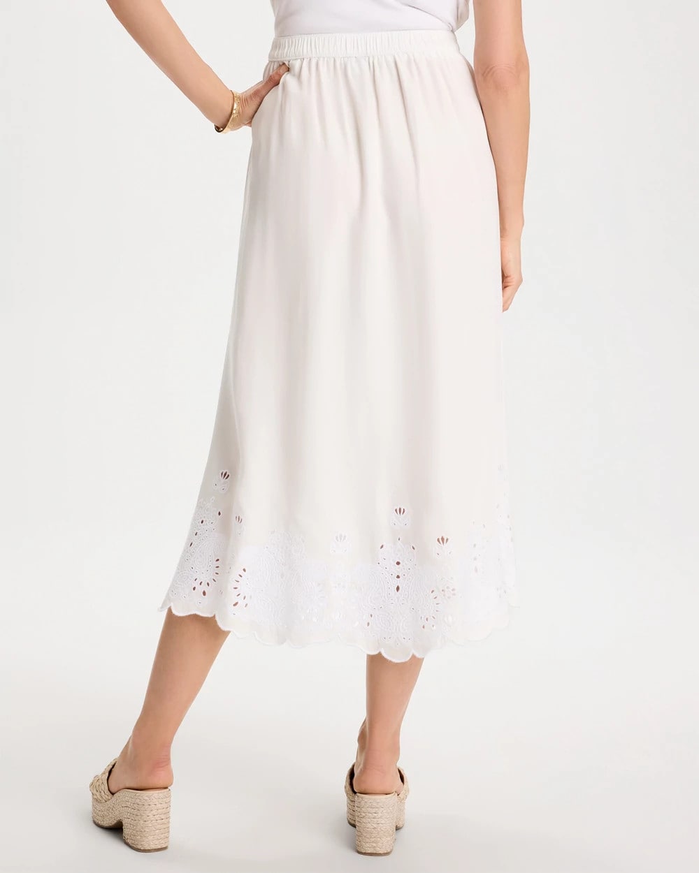 Alabaster Alabaster Twill Embroidered Hem Skirt