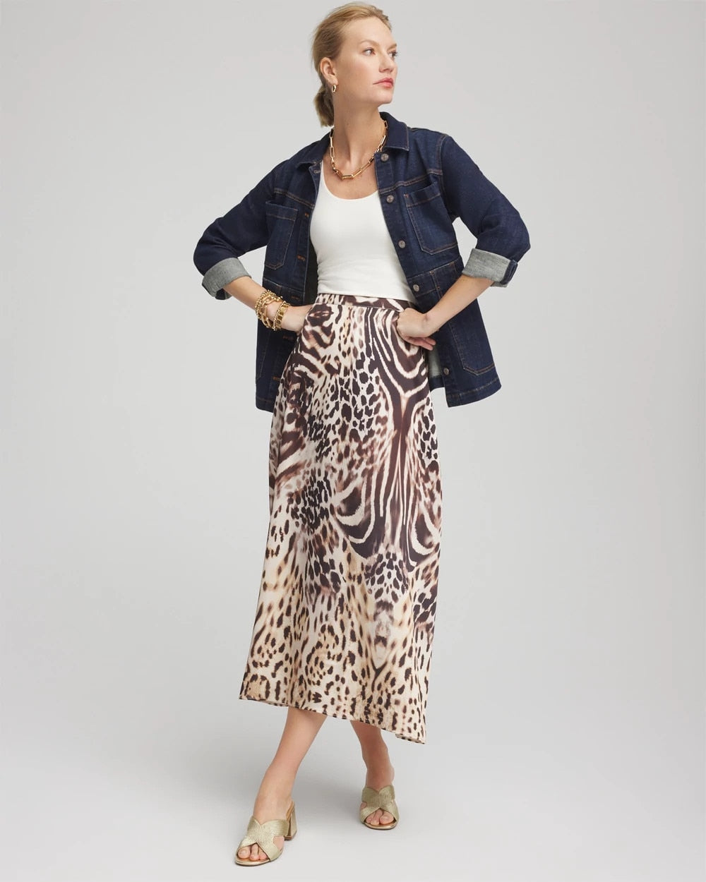 Black Animal Bengal Marks Faux Satin Skirt