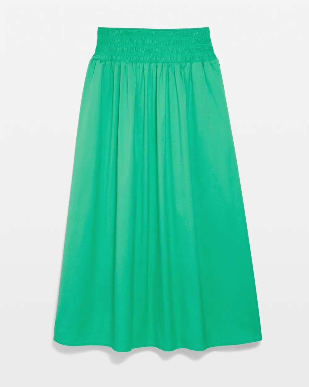 Grassy Green Poplin Smocked Waist Skirt