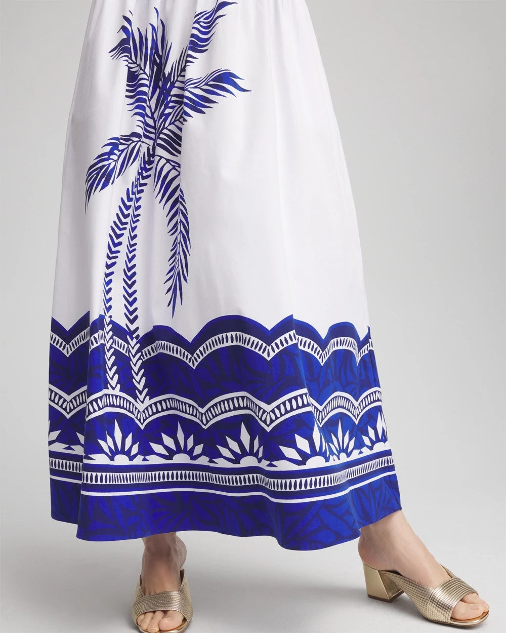 Alabaster Tropical Smocked Waist Pull-On Skirt