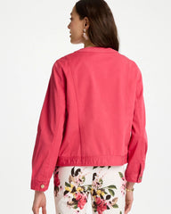 Hot Honeysuckle Collarless Twill Box Jacket