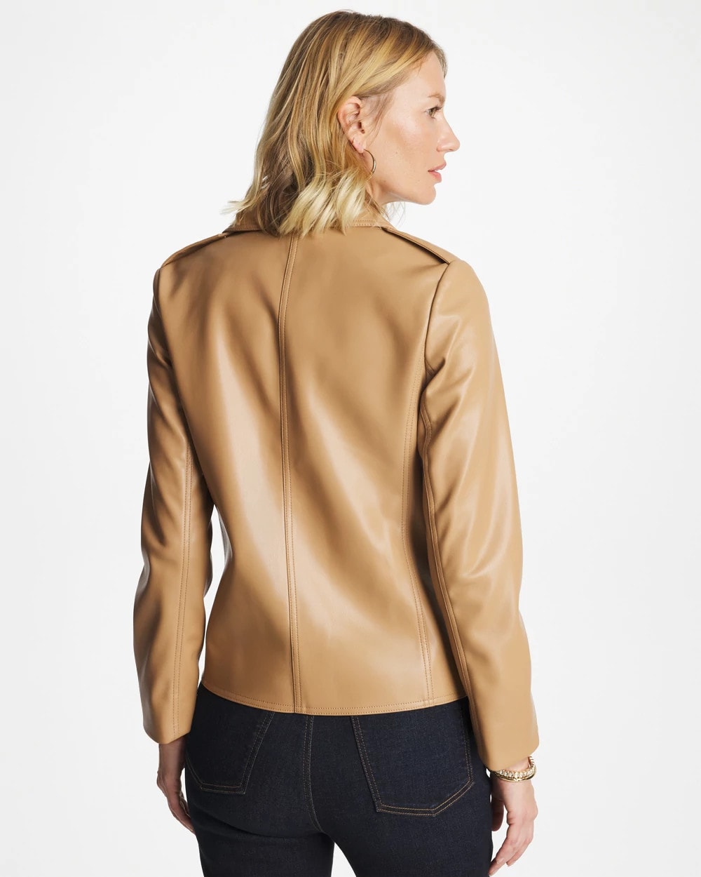 Creme Coffee Faux Leather Moto Jacket