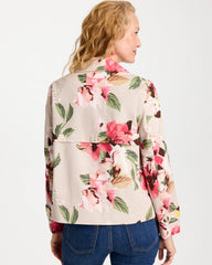 Smokey Taupe Cotton-Stretch Floral Trench Coat