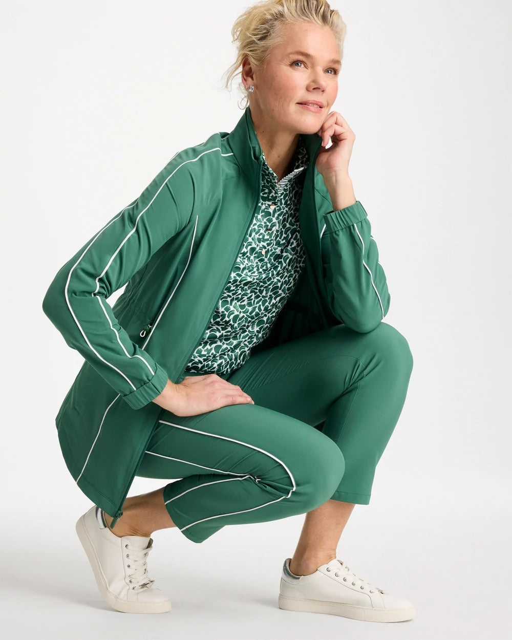 Water Lily Green Zenergy® UPF Piping Anorak Jacket