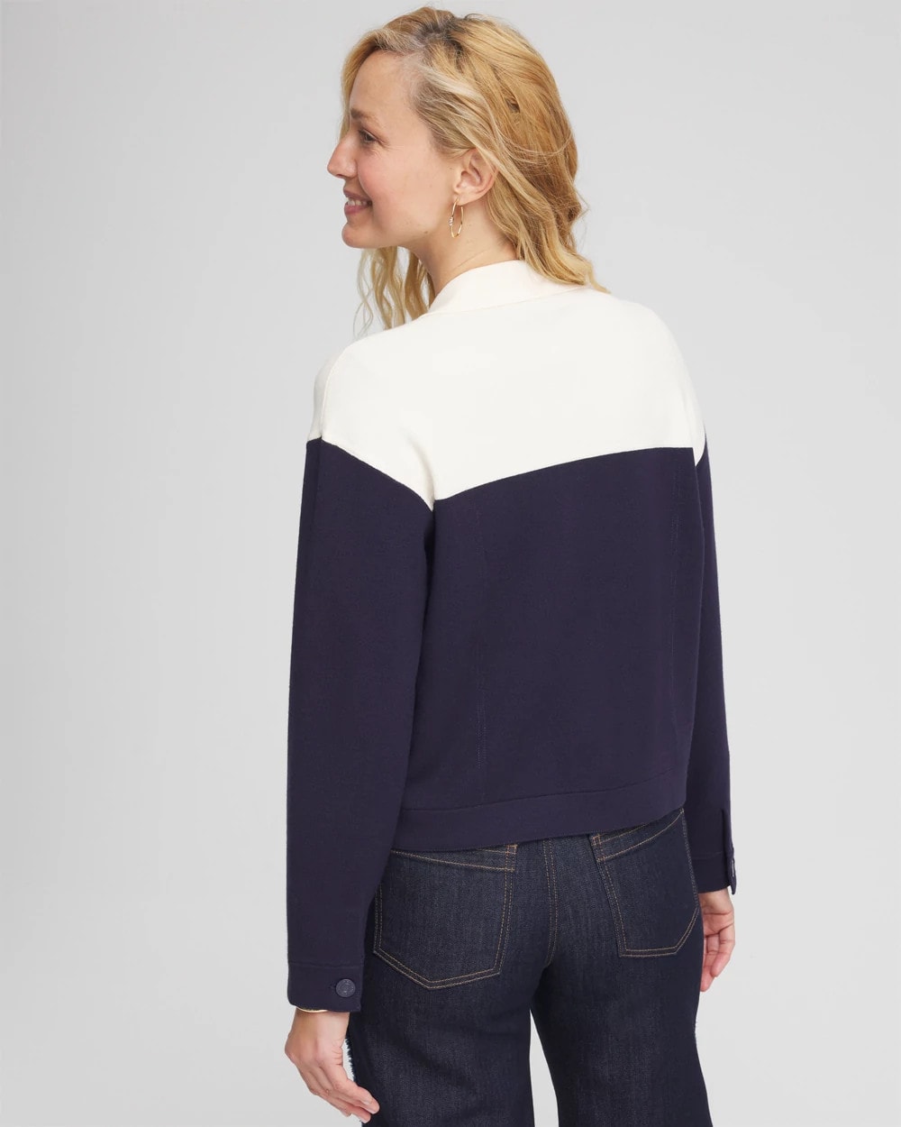 Passport Blue Colorblock Cardigan Jacket