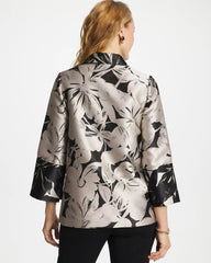 Smokey Taupe Travelers™ Collection Floral Jacquard Jacket