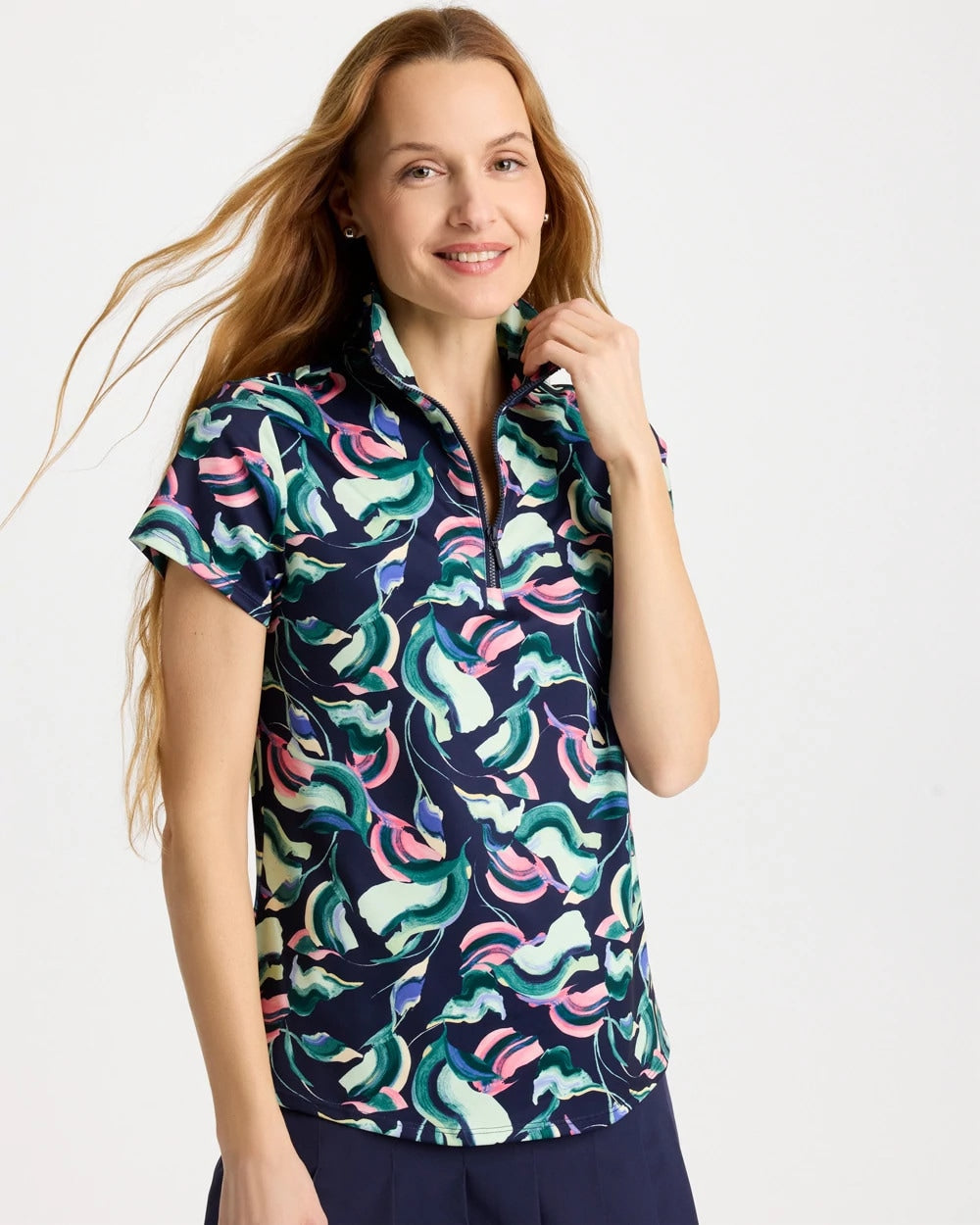 Blossom Zenergy® UPF Blooms Half Zip Polo