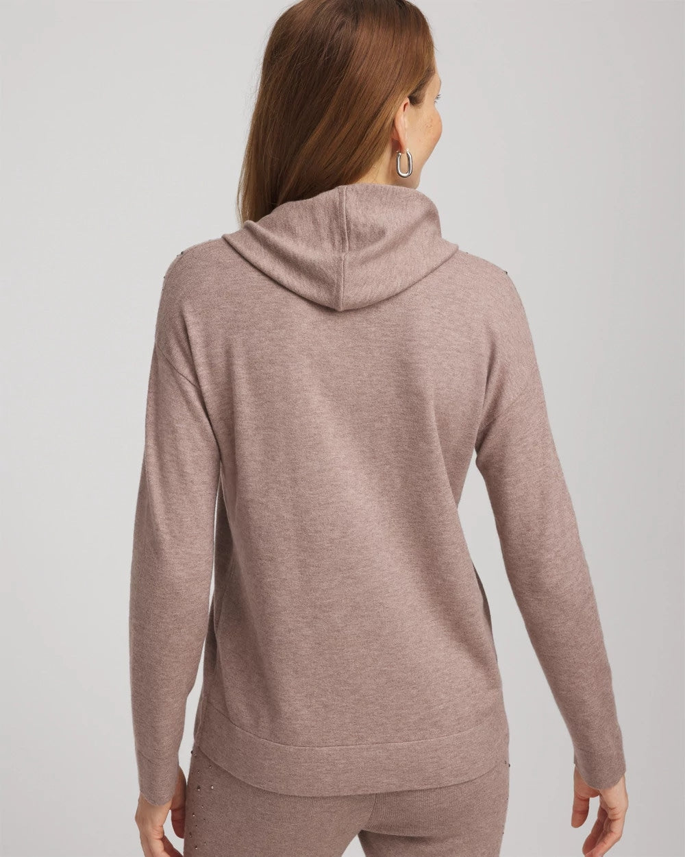 Taupe Heather Zenergy® Luxe Rhinestone Sweater