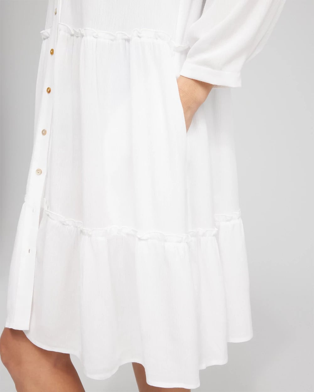 Alabaster Button Front Swim Coverup