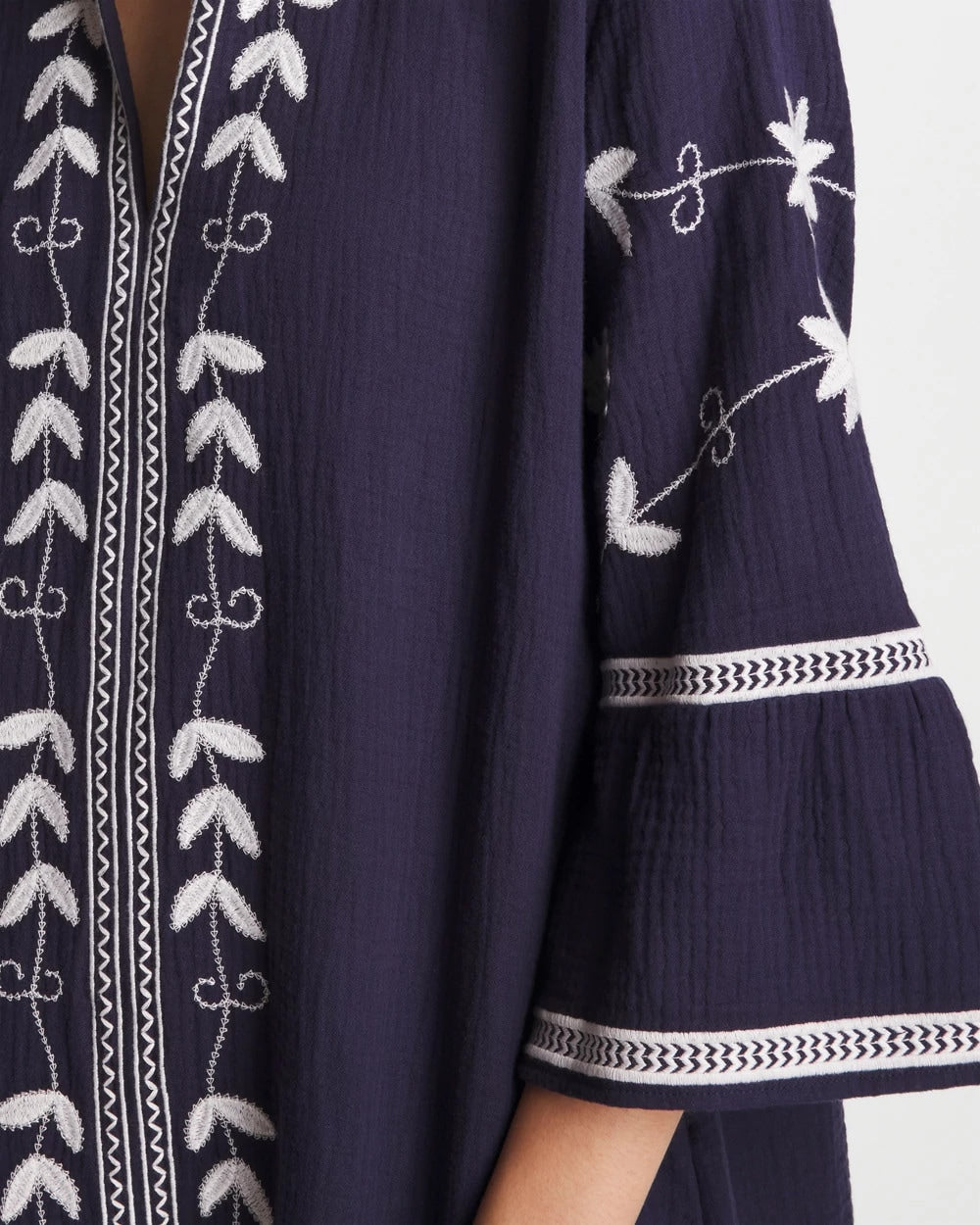 Passport Blue Woven Embroidered Swim Cover-Up