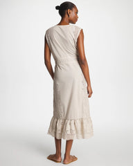 Smokey Taupe Woven Eyelet Swim Cover-Up Dress