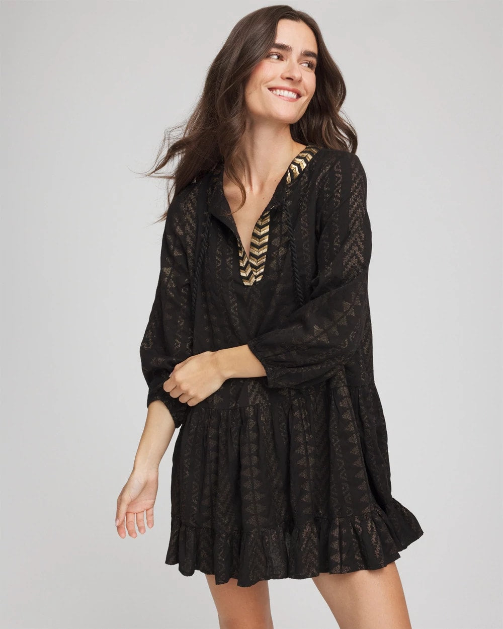 Black Miraclesuit® Beach Jacquard Dress