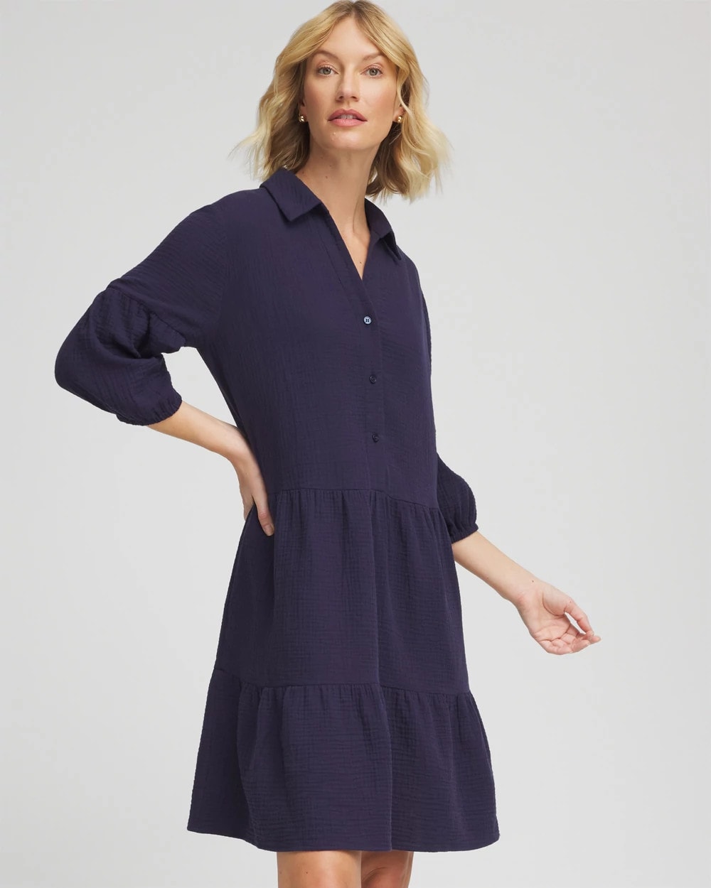 Passport Blue Woven Tiered Swim Cover-Up Dress