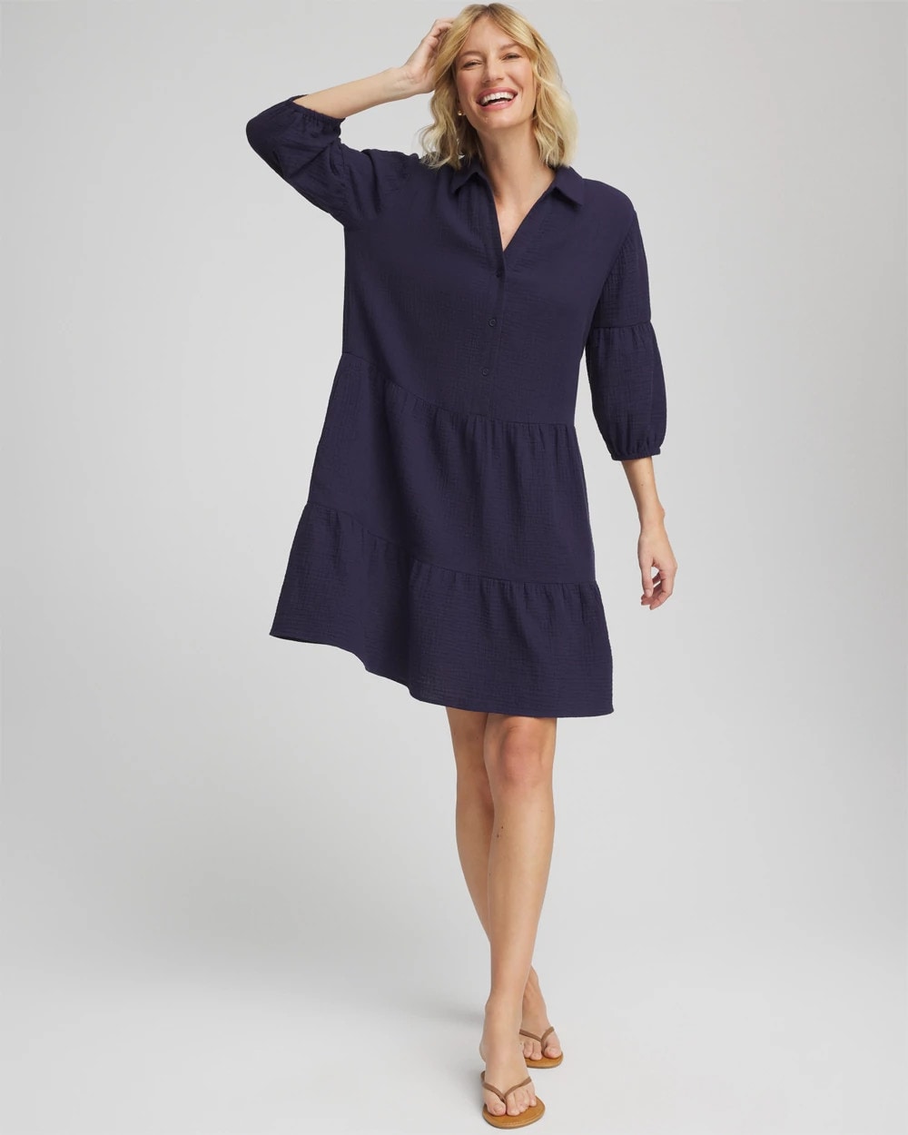 Passport Blue Woven Tiered Swim Cover-Up Dress