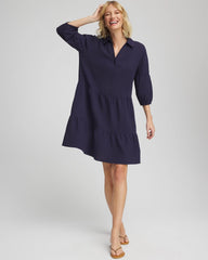 Passport Blue Woven Tiered Swim Cover-Up Dress