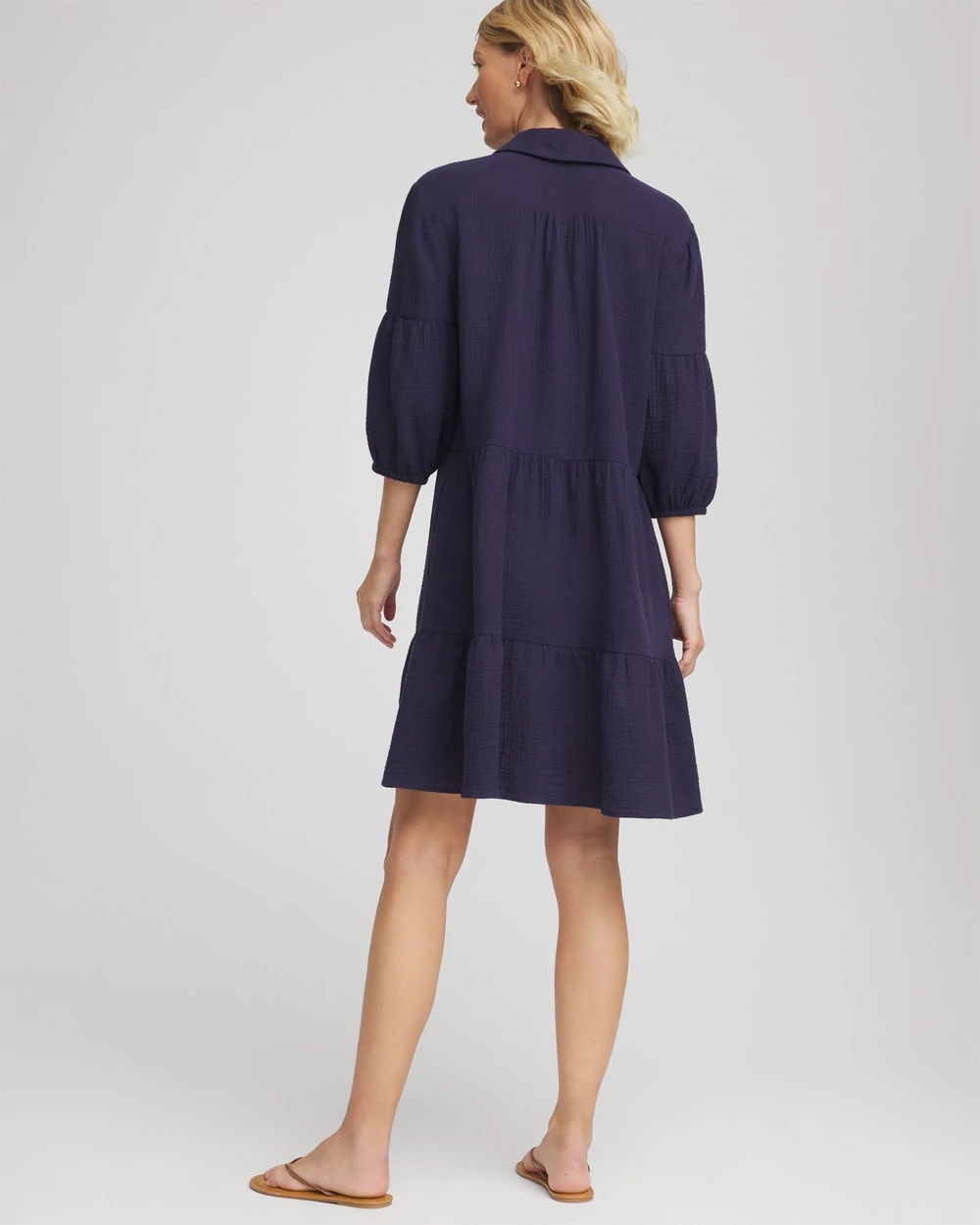 Passport Blue Woven Tiered Swim Cover-Up Dress
