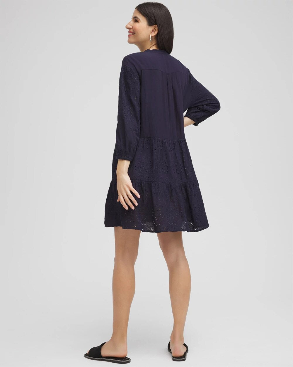 Classic Navy Embroidered Eyelet Coverup