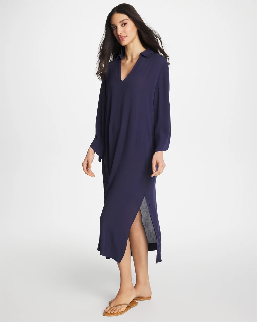 Passport Blue Woven Collar Swim Cover-Up