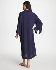 Passport Blue Woven Collar Swim Cover-Up