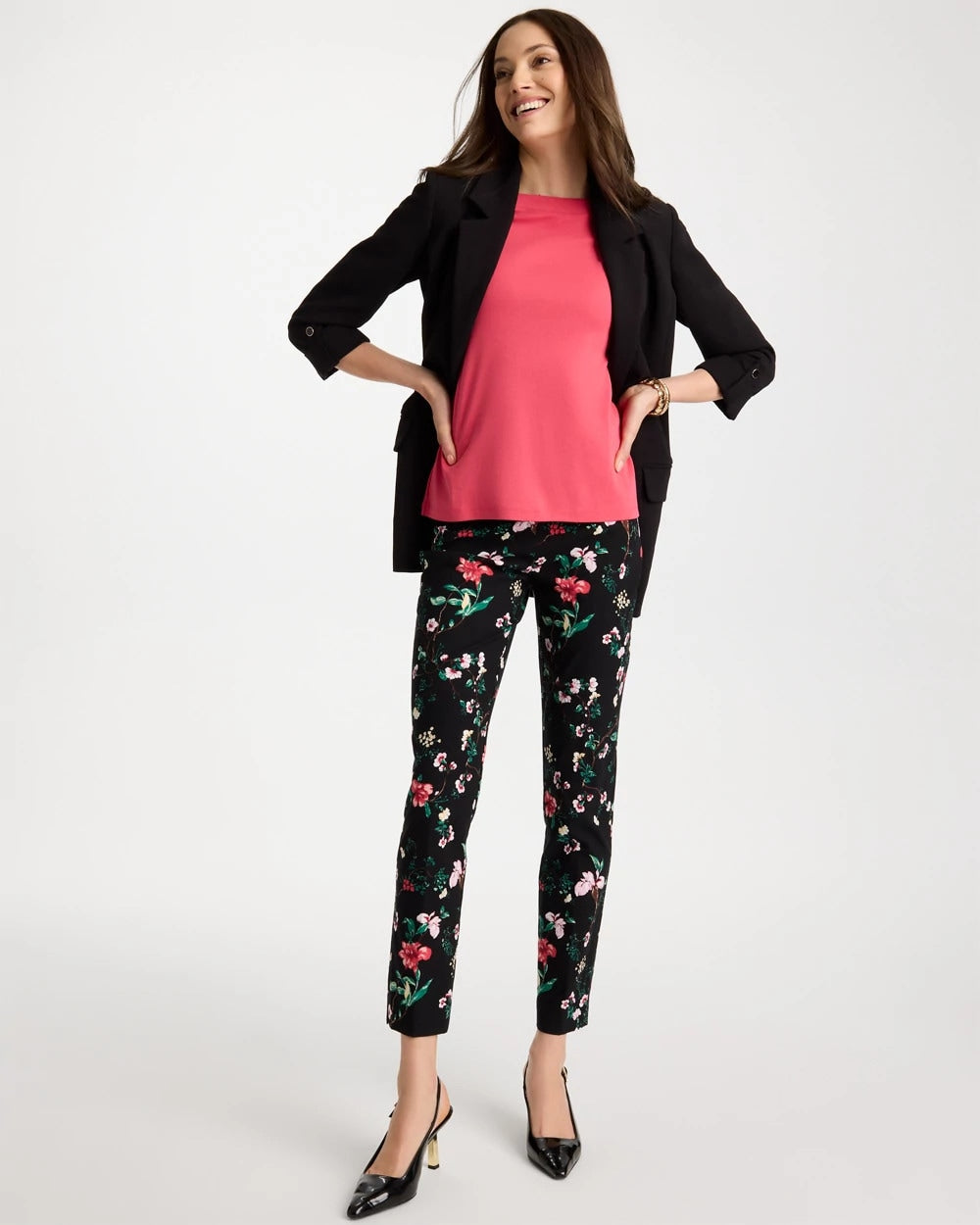 Black Kyoto Bloom Brigitte™ Slim Ankle Pants
