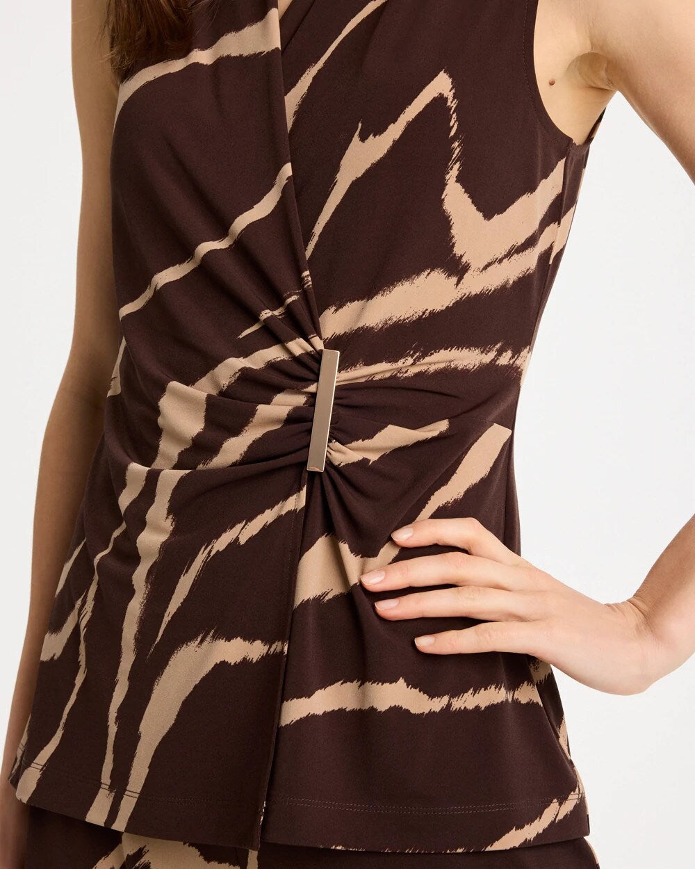 Cocoa Bean Travelers™ Zebra Knit Wrap Top