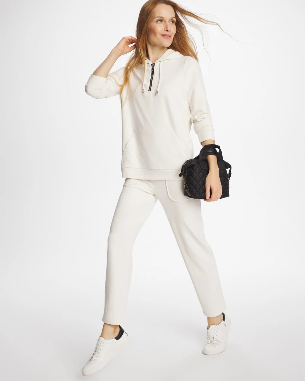 Cream Zenergy® Soft Waffle Tapered Ankle Pants