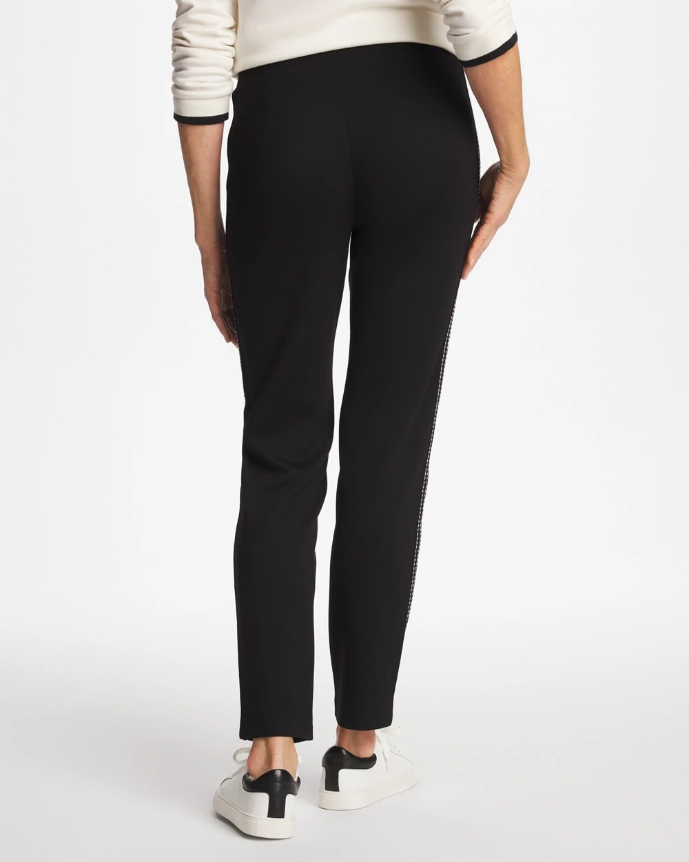 Black Zenergy® Double-Knit Pick Stitch Ankle Pants